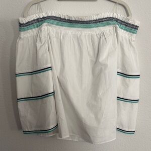 Crown & Ivy Textured White Off-Shoulder Blouse